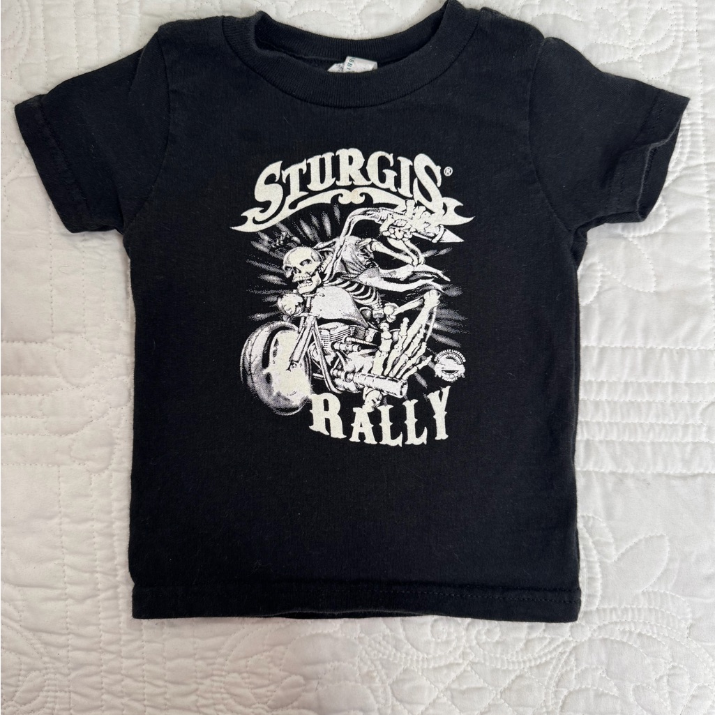 Sturgis Motorcycle Rally Baby Toddler Black Tee T-Shirt 24 Months 2t Skeleton